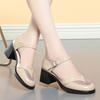 Zapatos de mujer de una sola capa con hebilla 2023 Nuevos zapatos huecos tacón grueso zapatos de verano para mujer zapatos de madre sandalias de malla de punta cerrada