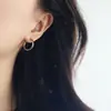 Brincos de Argola com Padrão de Malha Rombos Gotejamento de Óleo Preto Estilo Luxo Leve da Moda Titânio Banhado a Ouro Ed281