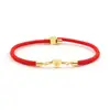 Pulsera de Hilo Rojo de Venta Caliente Transfronteriza con Letra Inglesa A-Z y Colgante Grabado Dorado en Forma de Corazón, Pulsera Ajustable, Versátil