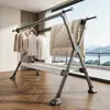 Perchero de pie para uso doméstico en el balcón, tendedero plegable y extensible, perchero para ropa de interior y exterior, herramienta para secar edredones
