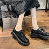 Zapatos pequeños de cuero estilo universitario británico para mujer 2024 Otoño e Invierno Nueva Moda Más fácil de combinar Cordones Suela gruesa Tacón grueso Mocasines casuales