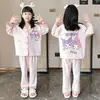 Pijama para Niños y Adolescentes 2026, Cárdigan Delgado de Manga Larga para Primavera y Otoño, Ropa de Casa con Dibujos Animados para Adolescentes, Adecuado para Usar al Aire Libre, Conjunto