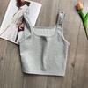 Camisola de cuello cuadrado sin relleno para mujer, color blanco, con base interior, corta, ajustada, para verano