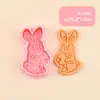 Serie de Conejos Cortador de Galletas 3D Realista DIY Diseño de Presión Tridimensional Molde para Galletas Fondant Material de Grado Alimenticio