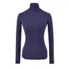 Atacado de Roupas Femininas Transfronteiriças Estilo Europeu e Americano Outono e Inverno 2025 Novas Camisas Básicas de Cor Sólida Quentes com Lã de Carneiro Gola Alta