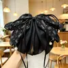 Presilha de Cabelo Tipo Pinça de Tubarão Bordada em Renda de Alto Padrão para Rabo de Cavalo, Novo Grampo de Cabelo com Cristal, Pinça de Tubarão para Parte de Trás da Cabeça de Luxo Leve