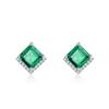 Cultivo de Nuevos Productos Transfronterizos Pendientes de Esmeralda para Mujer Retro de Alta Gama Moda Europea y Americana Lujo Ligero Pendientes de Plata de Ley S925