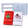Caja de regalo de Navidad toalla al por mayor algodón puro bordado toalla de regalo navideño transfronterizo Navidad cocina toalla de mano personalización
