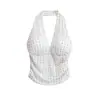 Top halter retro de lunares estilo francés para mujer, con un diseño elegante, sexy y elegante, ajustado, sin espalda, top versátil