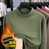 Sudadera de felpa gruesa de 520 g para hombre, nuevo estilo de invierno 2025, cuello semi-alto casual, capa base cálida