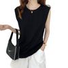 Playera Blanca sin Mangas para Mujer Holgada 2025 Verano Nueva Moda Chaleco Negro Playera Top de Estudiante Ropa Exterior Ins
