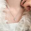 Colar com pingente de metal de zircônia quadrada escovada têxtil, colar feminino de nicho, personalidade, moda elegante, tudo combinando, corrente de lã