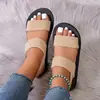 Sandalias Mujer Comercio Exterior Moda Ropa Exterior Roma Transfronterizo Imitación Cuerda de Cáñamo Zapatillas Sandalias de Mujer Suela Gruesa Moda Verano Estudiantes