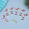 Conjunto de 6 peças de decorações de Natal, pingentes de bengala doce em listras brancas, prateadas e douradas, acessórios para decoração de árvore de Natal