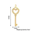 Estilo Luxo Leve Pingente de Chave com Zircônia Aço Inoxidável Pingente de Chave em Forma de Coração Flor Íris Acessórios de Joias DIY para o Dia a Dia