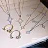 Canción de Amor Aurora~Collar con Colgante de Estrella Hueca de Circonita Super Brillante y Borla Cadena de Clavícula Chapada en Oro Real de 18K para Mujer
