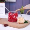 Taza de vidrio de borosilicato alto de doble capa con flores estilo ins, alto valor de color, creativa para flores secas, taza de café, taza para leche o jugo