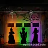 Placa de Pátio Popular de Halloween Transfronteiriça Sinal Decorativo para Gramado Externo Silhueta de Bruxa com Luz de LED Sinal