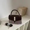 Bolsa Quadrada Pequena Color Block Fashion Estilo Coreano Textura Trançada Bolsa de Mão para Mulheres 2026 Nova Bolsa Transversal Casual Simples para o Dia a Dia