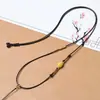Pingente DIY Tecido à Mão Cordão de Couro Ajustável Pingente Masculino Pingente de Jade Pingente de Jade Cordão para Clavícula Corrente de Suéter Feminino