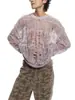 Suéter casual de punto desgastado con agujeros, suéter multicolor hueco de ajuste holgado y manga larga en estilo wabi-sabi para hombres y mujeres