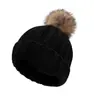 Gorro de Lã Cor Sólida com Forro de Fleece Quente Acrílico Espessado para Mulheres Gorro de Tricô de Inverno Transfronteiriço Gorro de Lã Pai e Filho