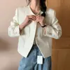 Chaqueta de tweed coreana de un solo botón, estilo INS de blogger de Dongdaemun, color verde manzana fresco coreano, dulce