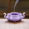 Quemador de incienso de begonia color lila morado hecho en fábrica para uso doméstico, quemador de incienso de cerámica de sándalo y áloe de interior, soporte para varillas de incienso, soporte para incienso