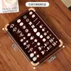 Bandeja de Armazenamento de Brincos de Madeira para Mesa de Escritório de Alta Qualidade Acessível Luxo Veludo Brincos Pulseira Anel Colar Bandeja de Joias de Grande Capacidade