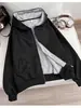 Sudadera con capucha y cremallera de moda y elegante, versátil, adelgazante, para mujer, nueva temporada Primavera 2025, Unisex, Negro