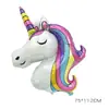 Unicornio de Caricatura Grande Transfronterizo Arcoíris Unicornio de Ojos Cerrados Inflable Ensamblaje Globo Decorativo de Papel de Aluminio Tridimensional