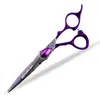 Tesouras de Cabeleireiro Napson Roxo com Padrão de 6,0 polegadas, de Lâmina Dupla, Tesouras Retas, Tesouras de Desbaste e Tesouras de Desbaste