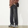 Calça Jeans Masculina Yakang Solta Reta Outono e Inverno Nova com Forro de Lã Espessada Moda Masculina Versátil Casual Perna Larga