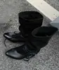 Botines retro de cuero súper suave, corte relajado, punta fina, para mujer, versátiles botas vaqueras estilo western, tacón grueso, efecto adelgazante, botas de equitación
