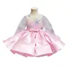 Vestido de niña estilo europeo y americano, diseño de copo de nieve, vestido princesa de malla de manga larga, vestido rosa degradado abullonado, vestido de actuación para Navidad y cumpleaños