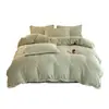 Juego de Ropa de Cama de Leche Fleece Tallada Engrosada Invierno Cálido Coral Fleece Funda de Edredón Sábana Juego de Tres Piezas