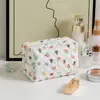 Nova Bolsa de Maquiagem Acolchoada Floral Feminina Necessaire de Viagem Portátil Bolsa de Armazenamento para Cosméticos Batom Carteira