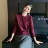 Cárdigan de Cachemir Tejido con Cuello Redondo para Mujer, Top Corto Holgado de Color Puro como Capa Base y Chaqueta Cardigan a Capas