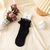 Medias de encaje de princesa, calcetines de encaje para niñas, estilo lolita de primavera, medias lolita de longitud media, medias blancas de amor