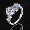 Anillo de Compromiso de Moissanita de 1.5 Quilates de Moda Nueva de Amazon para Mujer Anillo de Plata de Ley S925 de Lujo Ligero para Mujer