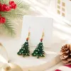 Brincos de gota de óleo de Natal, brincos populares de floco de neve com sino de desenho animado transfronteiriços fofos, brincos personalizados de nicho atacado