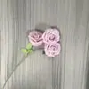 Popular Flor Artificial de Rosa Parisina de 3 Cabezas Cascada de Rosas Mar de Flores Muro de Flores de Celebridad de Internet Rosa Diamante Decoración Suave