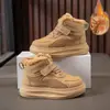 Sapatos de algodão de cano alto, espessados e forrados com fleece para crianças, novo estilo inverno 2025, para meninos e meninas, sapatos quentes com exterior de pelo em peça única