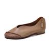 Sapatos de Couro Genuíno Processados e Personalizados para Mulheres, Sapatos de Salto Baixo Originais Retrô Casuais Feitos à Mão, Fabricantes de Sapatos Elegantes Femininos de Guangzhou