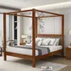 Cama con estructura estilo chino 1.8 metros cama anticuada persona doble cama de cuatro postes madera maciza moderna simple cama de casa de huéspedes posada muebles