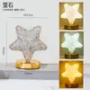 Luminária de Mesa com Pedras Naturais Cristalinas Transfronteiriça Estrela Lua Quarto Luminária de Cabeceira Carregamento USB Três Cores Luz Noturna Touch
