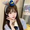 Faixa de Cabeça de Pelúcia de Coelho Policial Judy Fofa de Desenho Animado para Meninas, Adereço de Foto de Parque de Diversões, Presilha de Cabelo para Lavar o Rosto que Não Machuca a Cabeça