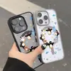 Estilo Ins Pinguim Coração Coração Adequado para Iphone17Pro Acrílico Fosco Capa de Celular Magnética 16 Fábrica de Nicho
