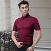 Camisa Blanca Casual de Manga Corta para Verano Camisa de Trabajo de Negocios para Hombre Vestido Profesional Azul Ropa para Hombre