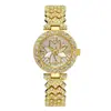 Comercio Exterior Transfronterizo Más Vendido Moda Pulsera Reloj Flor Diamantes Incrustados Fabricante Venta Directa Aroma Pequeño Full Diamante Reloj de Cuarzo para Mujer